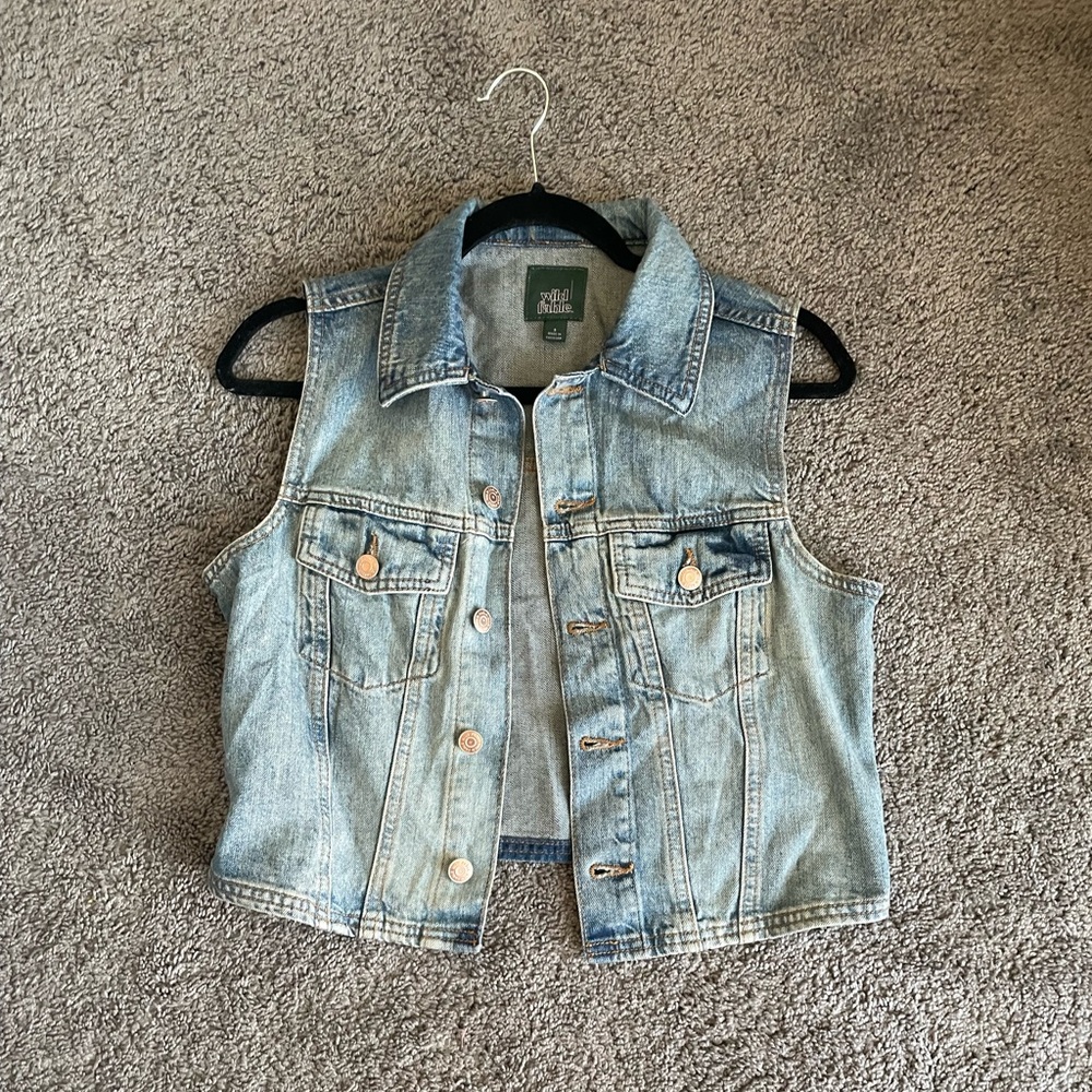 wild fable Light Wash Denim Vest - Blue
